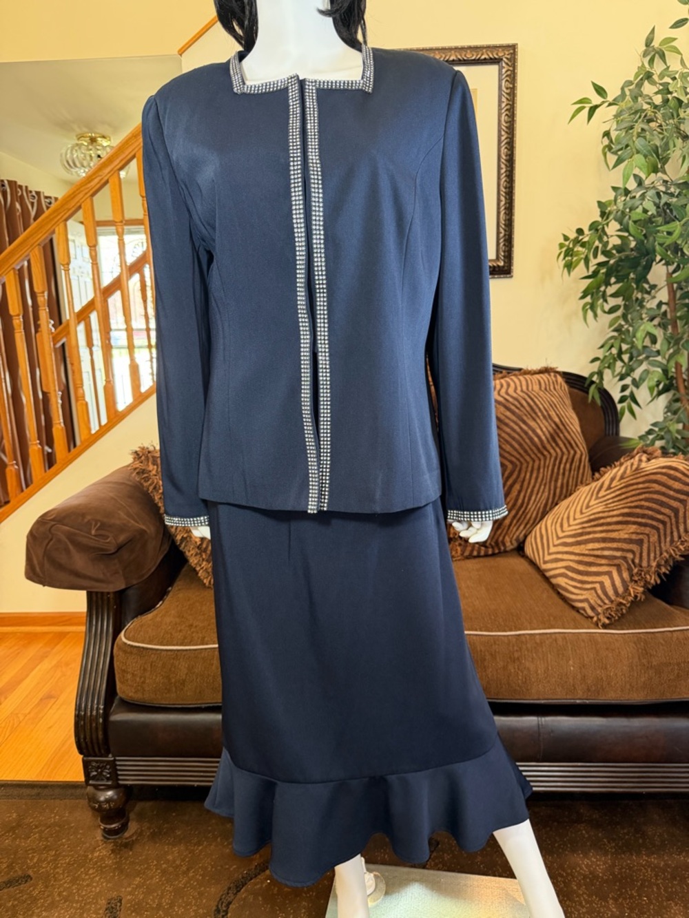 Sundays by Nubiano Navy Skirt Set with Rhinestone Trimester